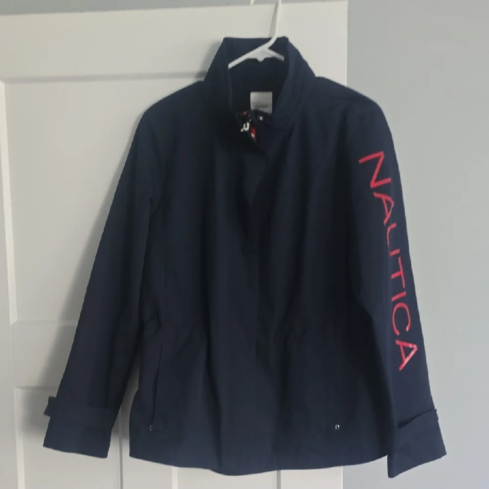Nautica Navy Utility Jacket with Pink Logo - Picture 1 of 10